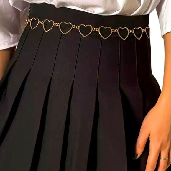 Gold Open Hearted Adjustable Body Jewerly Chain Belts - Picture 1 of 4